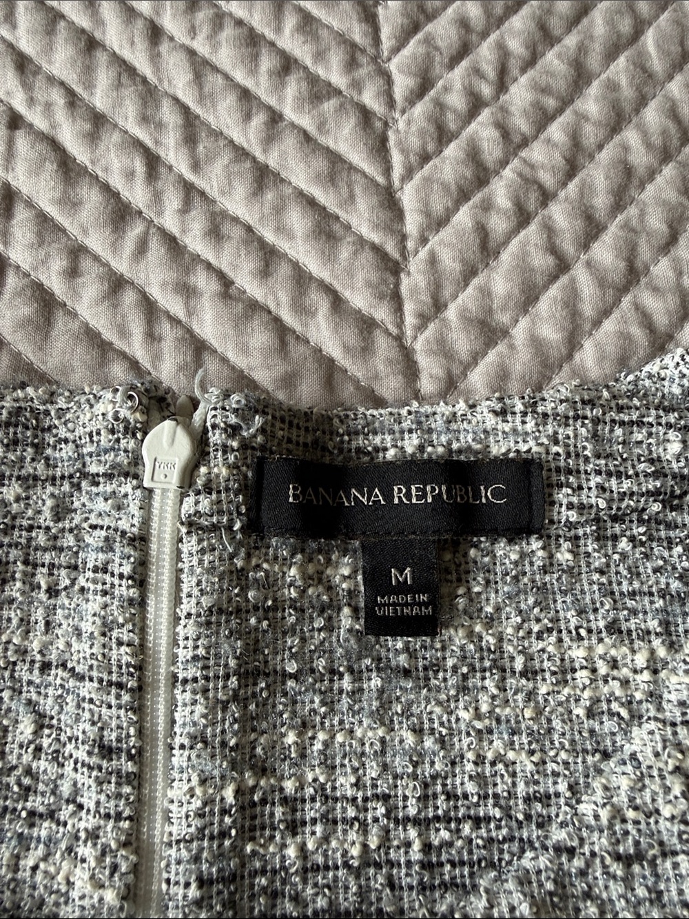 Banana Republic Neutral Tweed Zip-Back Top in Ivory and Gray